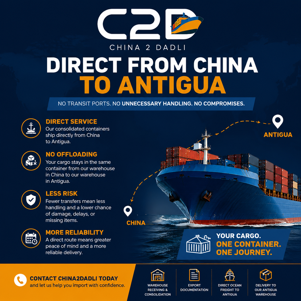 Freight Shipping China to Antigua 